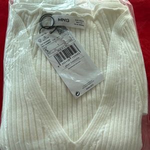Rib Knit V Neck Sweater NWT Mango